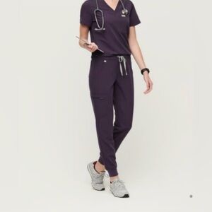 Figs Midnight Shadow Drawstring Jogger Scrub Pants and One Pocket Top